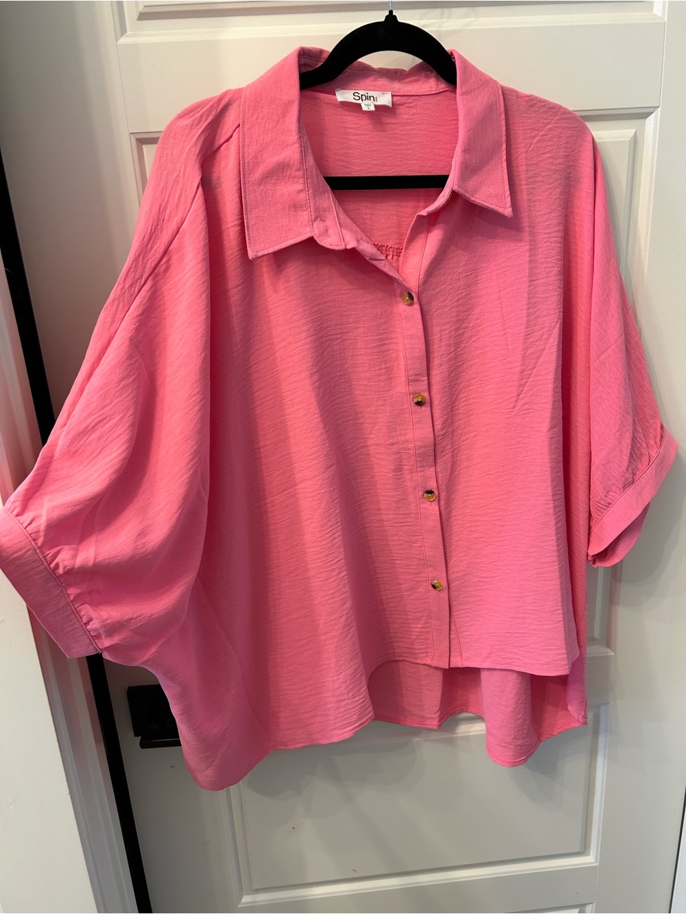 Pink Button-Front Women’s Blouse by SPIN